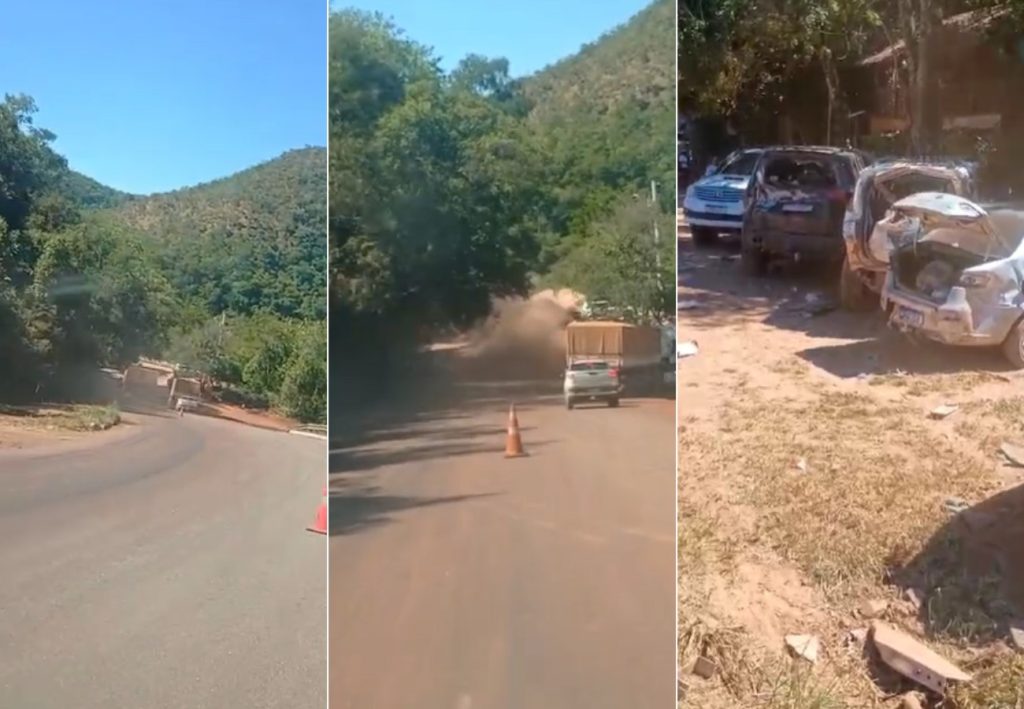 Caminhão desce ribanceira de serra em Taquaruçu; VÍDEO